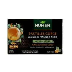 HUMER Pastilles Gorge au Miel de Manuka Actif et eucalyptus x16 pastilles