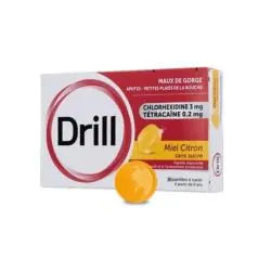 DRILL Pastille à sucer Sans sucre Miel Citron boîte de 36 pastilles