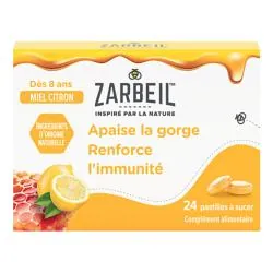 ZARBEIL Apaise la gorge et Renforce l'immunité arôme Miel-Citron x24 Pastilles