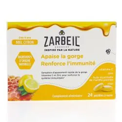 ZARBEIL Apaise la gorge et Renforce l'immunité arôme Miel-Citron x24 Pastilles