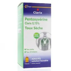 CLARIX Sirop toux sèche Pentoxyverine 0,15% 200ml