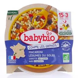 BABYBIO Comme les grands - Macaroni & Légumes Du Soleil Bio 15mois à 3ans 200g