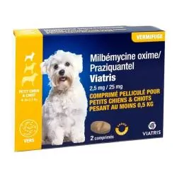 VIATRIS Milbemycine Praziquantel Vermifuge Chiot & Petit Chien x2 Comprimés