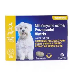VIATRIS Milbemycine Praziquantel Vermifuge Chiot & Petit Chien x2 Comprimés