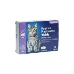 VIATRIS Pyrantel + Praziquantel Vermifuge Chat x2 comprimés