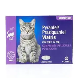 VIATRIS Pyrantel + Praziquantel Vermifuge Chat x2 comprimés
