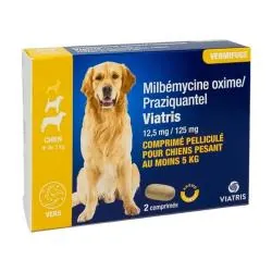 VIATRIS Milbemycine Praziquantel Chien +5kg x2 comprimés