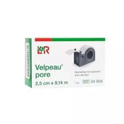 VELPEAU PORE Sparadrap microporeux avec dévidoir 9,1 m x 2,5cm
