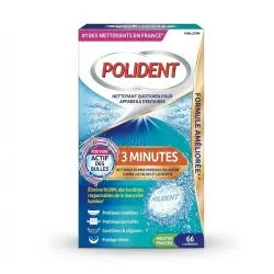POLIDENT Nettoyant pour appareils dentaires 3min x66 comprimés