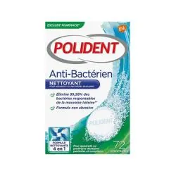 POLIDENT Nettoyant Anti-bacterien Appareils Et Prothèses Dentaires x72 Comprimes