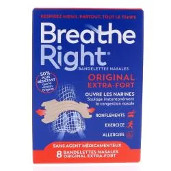 BREATHE RIGHT Bandelettes nasales Original Extra Fort x8