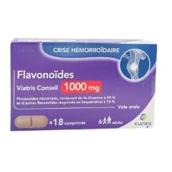 VIATRIS Flavonoïdes 1000mg - Crise hémorroïdaire boite de 18 comprimés