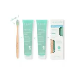 LA ROSÉE Dentifrice soin complet à la menthe bio lot 2 x 75ml + brosse à dent offerte