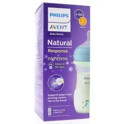 AVENT Biberon Natural response biberon tétine silicone +1mois 260ml special nuit