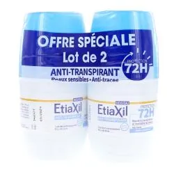 ETIAXIL Anti-Transpirant - Déodorant Roll-on Protection 72h lot 2 x 50ml