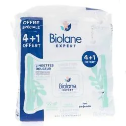 BIOLANE Expert - Lingettes Douceur Non Parfumées à l'aloe vera apaisante lot de 5