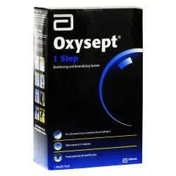 AMO Oxysept 1 étape système oxydant coffret 2 solutions de 300ml + 30 comprimés (2 mois)