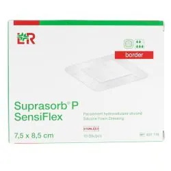 LOHMANN & RAUSHER Suprasorb P SensiFlex Pansement Hydrocellulaire Siliconé x10 7,5 x 8,5 cm border lite