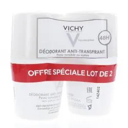 VICHY Déodorant anti-transpirant 48h peau sensible ou épilée lot de 2 roll'ons x 50ml