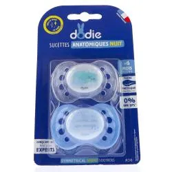 DODIE Duo Sucettes nuit +6 mois anatomiques Papa et Maman x 2