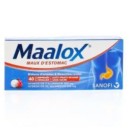 Maalox maux d'estomac sans sucre fruits rouges boîte de 40 comprimés