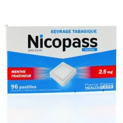 NICOPASS Menthe fraîcheur 2,5mg sans sucre boîte de 96 pastilles