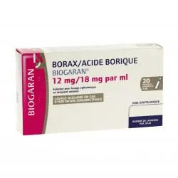 BIOGARAN Borax/acide borique 12mg / 18mg par ml boîte de 20 récipients unidoses