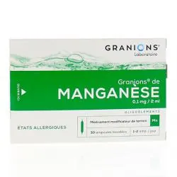 GRANIONS Oligoéléments - Manganèse 0,1 mg/2 ml, boîte de 30 ampoules