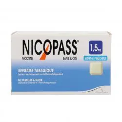NICOPASS 1,5mg sans sucre menthe fraîcheur boîte de 96 pastilles