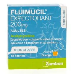 Fluimucil 200 mg adultes boîte de 18 sachets-doses