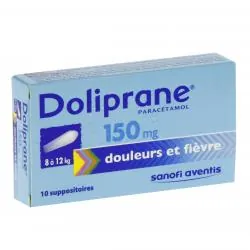 Doliprane 150 mg boîte de 10 suppositoires