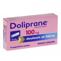 Doliprane 100 mg boîte de 10 suppositoires