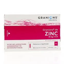 GRANIONS de ZINC 15 mg/2 ml boîte de 30 ampoules