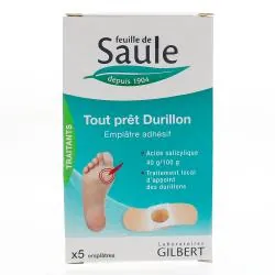 FEUILLE DE SAULE Tout prêt durillon 40 g/100 g boîte de 5 emplâtres