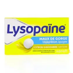 LYSOPAINE maux de gorge cetylpyridinium lysozyme Citron Gingembre sans sucre 36 comprimés à sucer