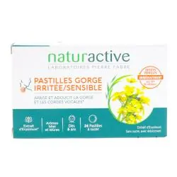 NATURACTIVE Pastilles gorge irritée/sensible arômes Miel et Mûre sans sucre boîte de 24 pastilles