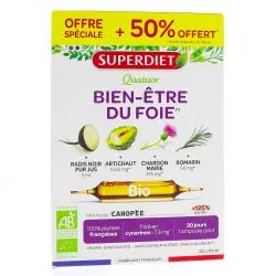 SUPERDIET Quatuor bio digestion et vitalité du foie boîte de 20 ampoules x 10ml