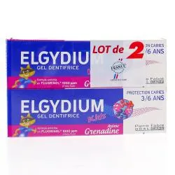ELGYDIUM Kids dentifrice 3-6 ans grenadine lot de 2 tubes x 50ml