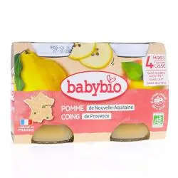 BABYBIO Fruits - Petits pots Pomme, Coing dès 4 mois 2x130g