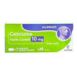 CETIRIZINE Mylan boîte de 7 comprimés pelliculés sécables