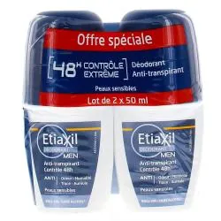 ETIAXIL déodorant men anti-transpirant controle 48h roll-on lot de 2 x 50ml