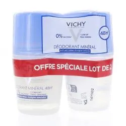 VICHY Déodorant minéral 48h sans alcool roll-on lot de 2 x 50ml