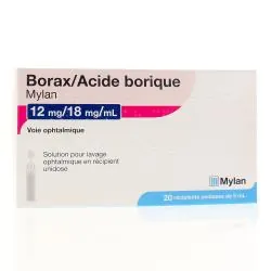 MYLAN Borax acide borique 12mg / 18mg 20 récipients unidoses de 5 ml