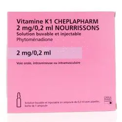 Vitamine K1 2mg/0.2ml nourrissons solution buvable et injectable 1 ampoule
