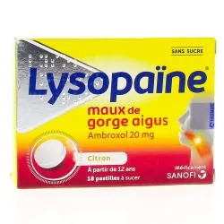 Lysopaïne Citron 18 pastilles à sucer