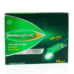 BEROCCA Boost absorption rapide boite de 14 sticks gout cola