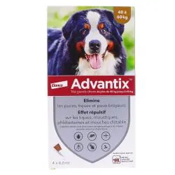 ADVANTIX Pipettes Antiparasitaires Très Grands Chiens 40 à 60kg (4 x 6ml)