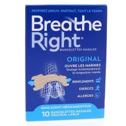 BREATHE RIGHT Bandelettes nasales nez congestionné Large 10 bandelettes