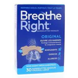 BREATHE RIGHT Bandelettes nasales nez congestionné Large 30 bandelettes